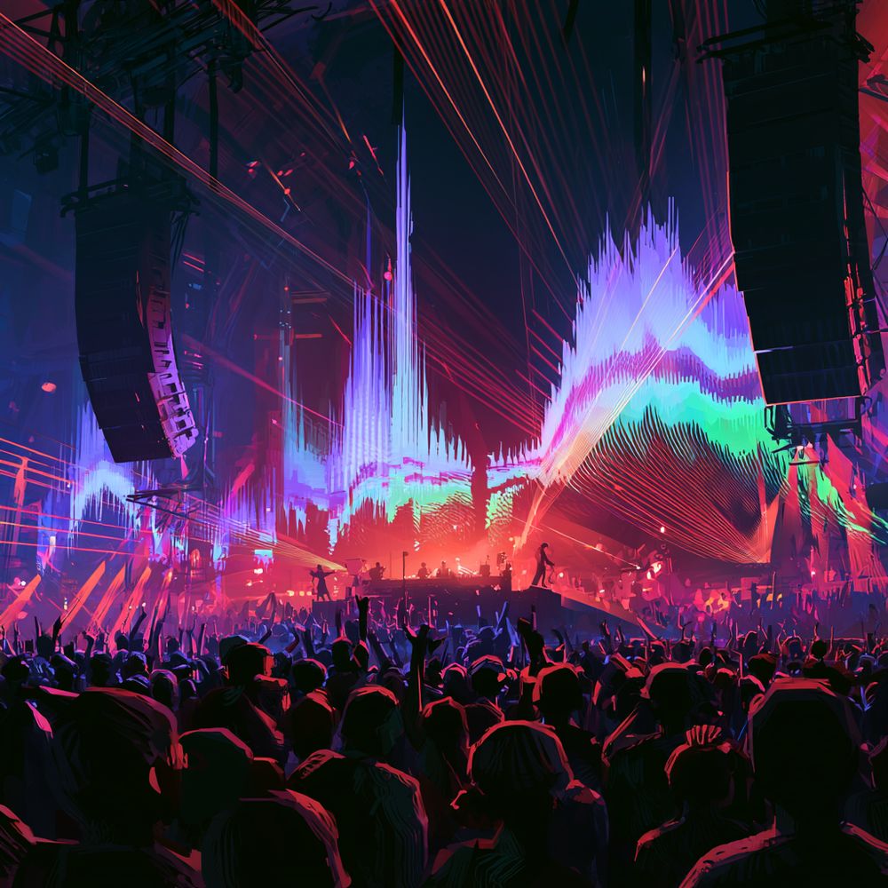 A huge sound system under saturated light