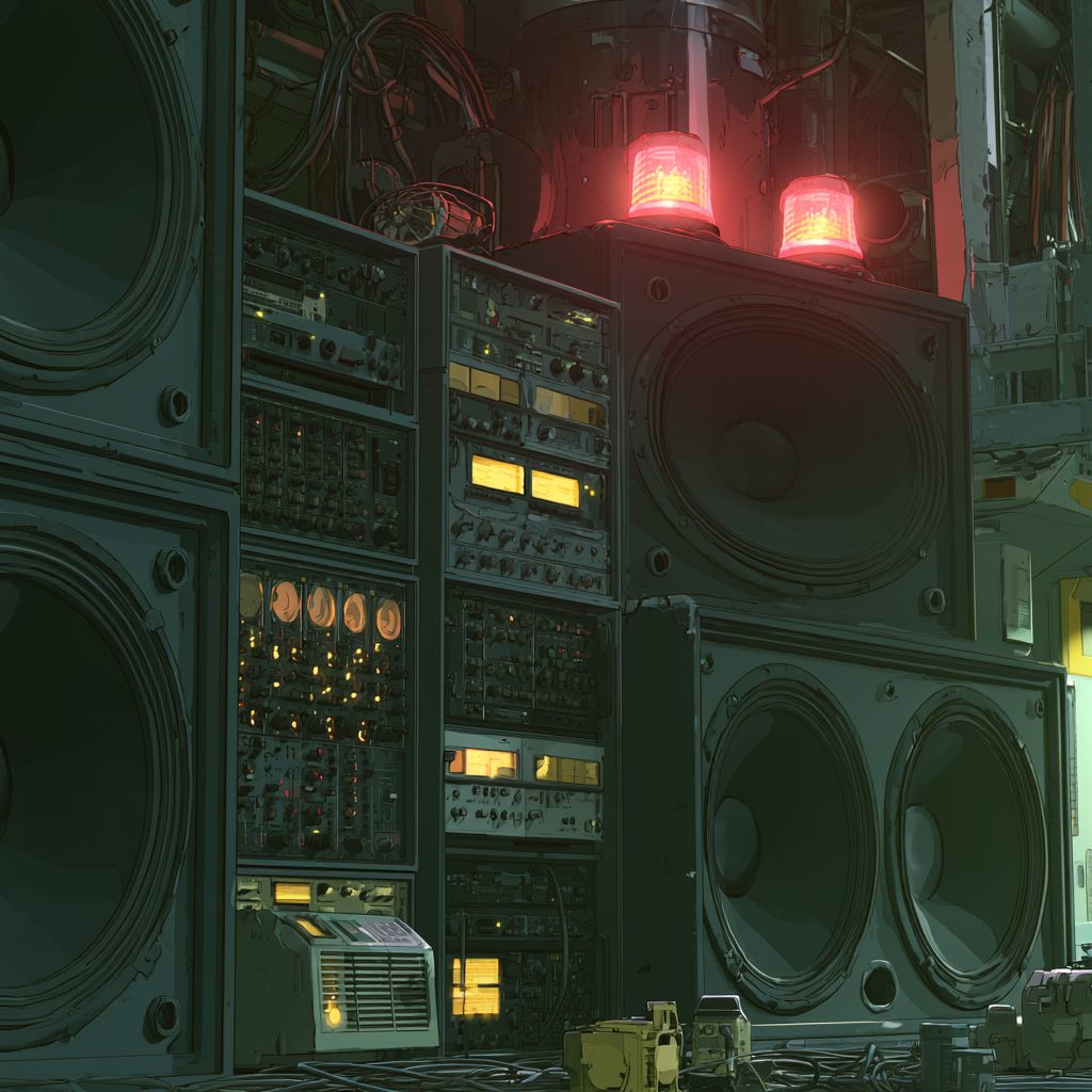 Warm analogue rack gear with glowing VU meters